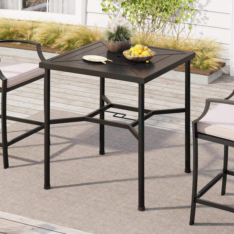 Lark Manor Alyne Metal Outdoor Bar Table & Reviews Wayfair